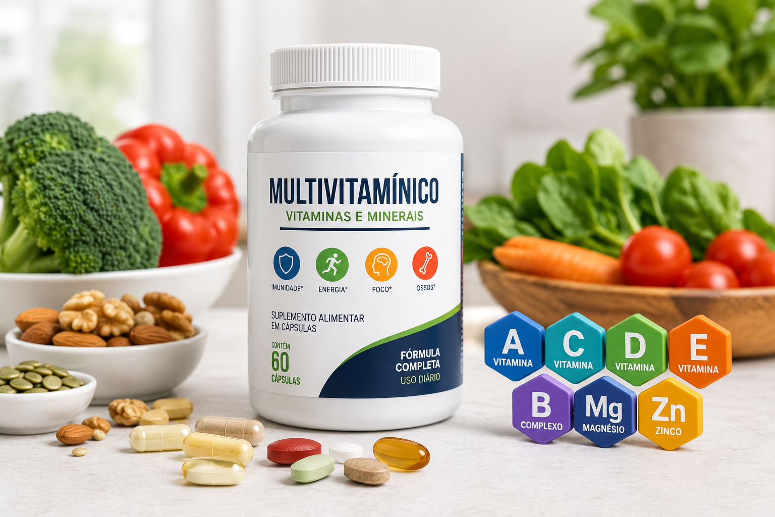 Multivitamínico com vitaminas e minerais