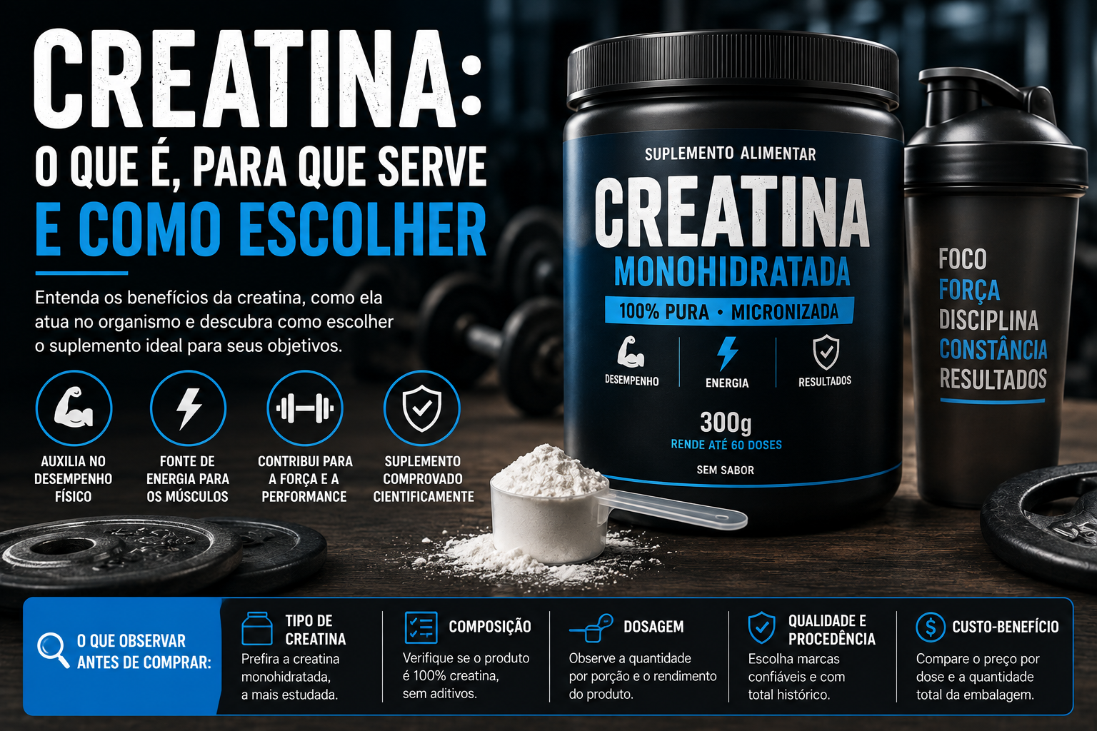 Creatina: o que é, para que serve e como escolher